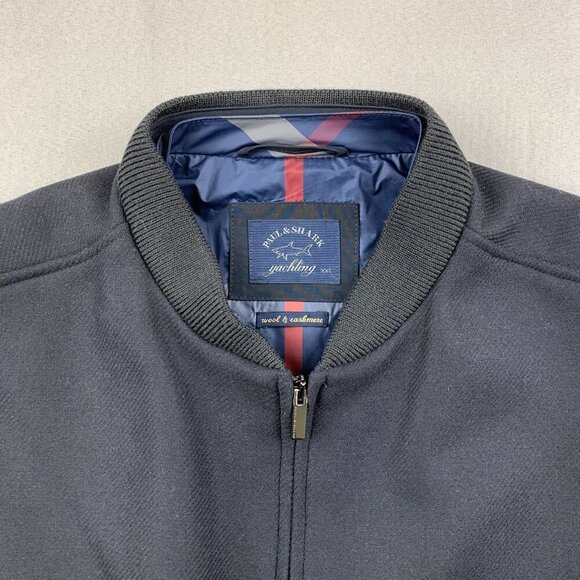 Paul & Shark Mens Winter Jacket 2XL Navy Blue Full Zip Wool and Cashmere Blouson - Picture 3 of 16